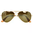 Ray Ban偏光太陽眼鏡  75周年限量款Folding Aviator手工縫製皮革鏡腳摺疊飛行員墨鏡#咖 RABA-3479KQ-001/M7