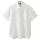 [MUJI 無印良品]男法國亞麻水洗短袖套衫S白色