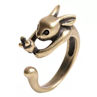A+ accessories 頑皮家族-韓國幸運動物造型戒指 (古銅/蘿蔔兔)