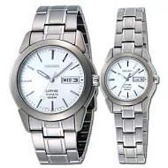 SEIKO 鈦金屬典藏時尚對錶(銀白)