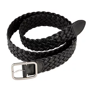 [MUJI 無印良品]皮革編織皮帶黑色