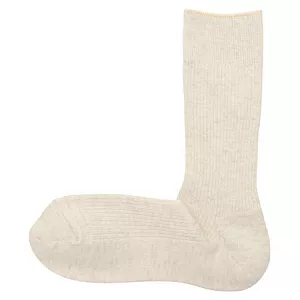 [MUJI 無印良品]男祕魯棉混螺紋直角襪米色