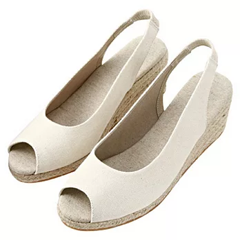 [MUJI 無印良品]草編楔型露趾涼鞋白色22.5