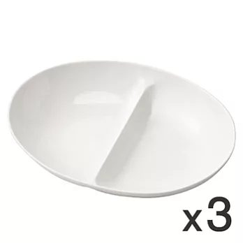 [MUJI 無印良品]米白瓷義大利麵用盤/附分隔/3入