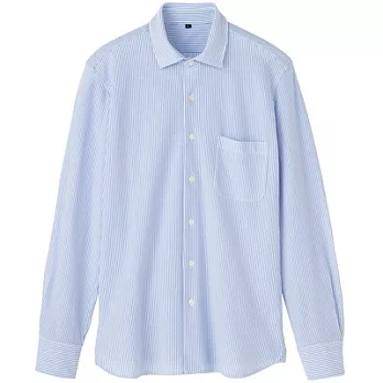 [MUJI 無印良品]男棉鹿子直紋寬領襯衫S藍紋