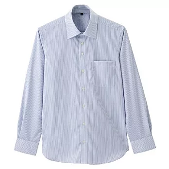 [MUJI 無印良品]男棉抗皺彈性直紋合身襯衫S藍