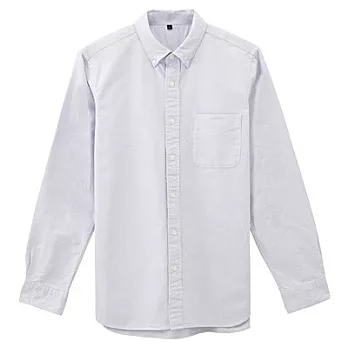 [MUJI 無印良品]男有機棉牛津扣領襯衫L淺紫
