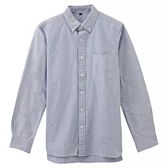 [MUJI 無印良品]男有機棉牛津扣領襯衫S藍色