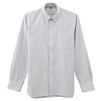 [MUJI 無印良品]男有機棉抗皺牛津直紋襯衫S黑紋