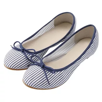 [MUJI 無印良品]女蝴蝶結芭蕾舞鞋藍×白XL