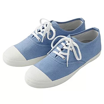 [MUJI 無印良品]棉水洗圓頭帆布鞋22.5淺藍