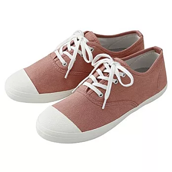 [MUJI 無印良品]棉水洗圓頭帆布鞋22.5橘色