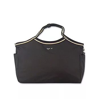 agnes b.經典條紋二用大旅行水餃包--黑