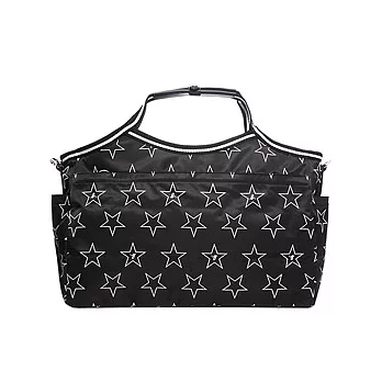 agnes b. 經典條紋星星二用大旅行水餃包-黑