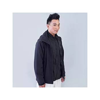 TECL-WOOD《96627》防風防水透氣保暖兩件式外套(Soft Shell防水外套+刷毛夾克)(黑色)(男)-M