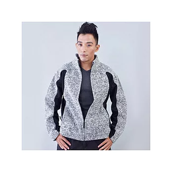 TECL-WOOD《96105》粗針羊毛防風防水透氣保暖外套(灰白/黑色)-M