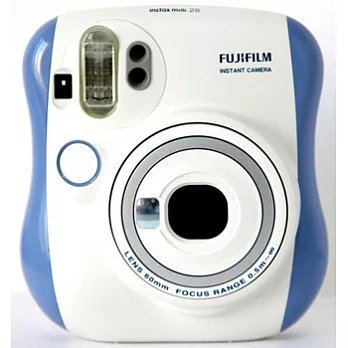 富士instax mini 25拍立得相機 (公司貨)+空白底片1捲+相本+硬殼包-藍色