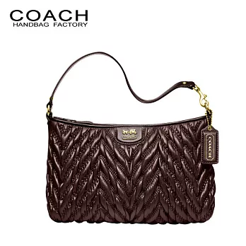 《COACH》70周年限量款 咖啡色馬車尼龍小手提方包