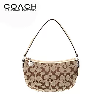 《COACH》經典 金色C Logo織布圓弧肩背/手提包