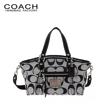《COACH》POPPY系列黑灰色經典C LOGO兩用托特包