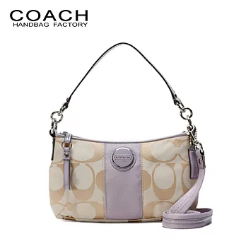 《COACH》淡紫圓形標誌織帶肩側背兩用包