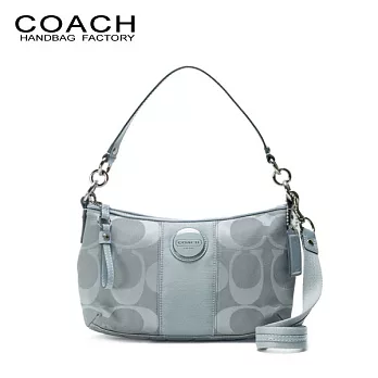 《COACH》灰色圓形標誌織帶肩側背兩用包