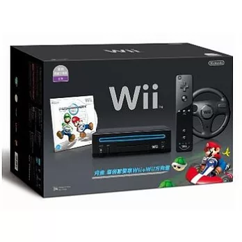 WII主機(黑)+瑪莉歐賽車(日文版)組合套裝