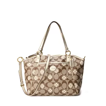 COACH 金色櫻花C Logo 方形肩背/斜背二用包