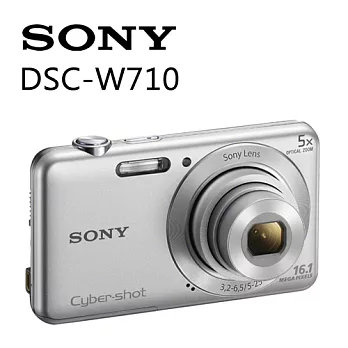 SONY Cyber-Shot DSC-W710 新力 1620萬畫素 數位相機（銀）【公司貨】送 原廠相機包 LCS-CS2 +原廠電池(共2顆)+硬式保護貼+章魚腳架