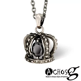ACHOS【魔幻加冕Magic crow 黑】潮流吊墬搭配鍺鈦項圈2.5mm-40cm