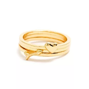 【GORJANA】美國品牌~Eros Ring Set邱比特愛神箭&愛心鑲18K金三環戒套組