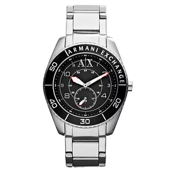 A│X Armani Exchange 科技人性都會運動腕錶(鋼帶-銀黑)
