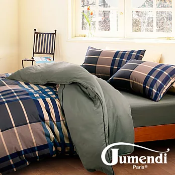 【Jumendi-爵士品味】加大四件式精梳棉兩用被床包組