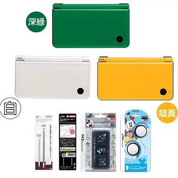 NDSi LL主機(日規)+HORI 米奇耳掛式耳機+米奇6片式卡帶收納盒+專用日本伸縮觸控筆+主機包+果凍套+保護貼深綠