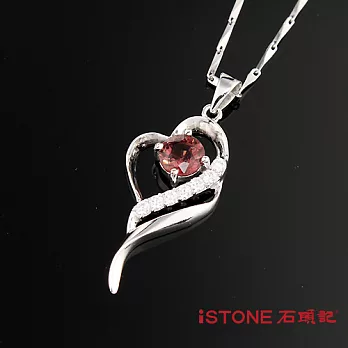 石頭記 心心相映紅碧璽晶鑽純銀項鍊碧璽