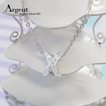 【ARGENT銀飾】「純銀-金蔥-立體字母X」18吋純銀項鍊