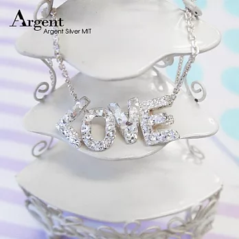 【ARGENT銀飾】「純銀-金蔥-立體字母A~Z(任選)」16吋純銀項鍊