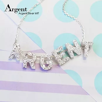 【ARGENT銀飾】「純銀-金蔥-立體字母A~Z(任選)」18吋純銀項鍊