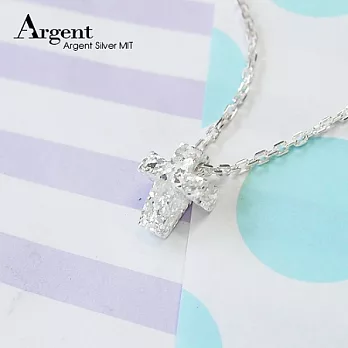 【ARGENT銀飾】「純銀-金蔥-立體十字架」16吋純銀項鍊