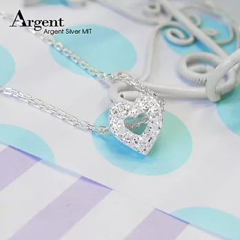 【ARGENT銀飾】「純銀-金蔥-立體小愛心」16吋純銀項鍊