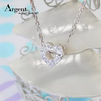 【ARGENT銀飾】「純銀-金蔥-立體小愛心」18吋純銀項鍊