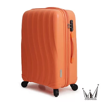 【CrownHouse】歡樂曲線-28吋極羽量PP抗撞防刮海關鎖拉桿行李箱(橘色)