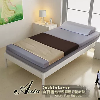 【Axia】「S型」’’新雙層’’感溫釋壓記憶床墊--單人10cm銀白