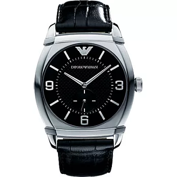 ARMANI 無瑕的比例曲線小秒針時尚優質男性腕錶-黑-AR0342