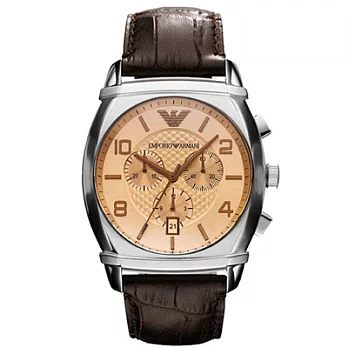 ARMANI 輕鬆自在的有氧運動三眼計時優質腕錶-香檳-AR0348