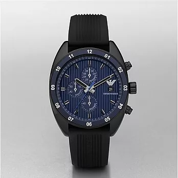 ARMANI 密西根趣聞精采三眼計時優質腕錶-藍-AR5930