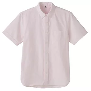 [MUJI 無印良品]男有機棉牛津短袖襯衫M粉紅