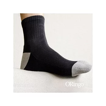 O’Ringo林果良品-2012年新版毛巾底竹炭國民襪-黑色【六雙入】