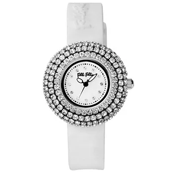 Folli Follie 改變時尚活力矽膠晶鑽腕錶(白)
