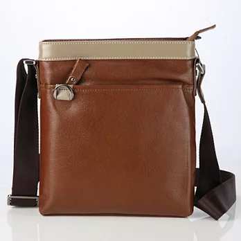 【JENHAO】魅力風格直式牛皮斜背包 28081 卡其色